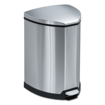 Safco® Step-on Waste Receptacle, Triangular, Stainless Steel, 4 Gal, Chrome-black freeshipping - TVN Wholesale